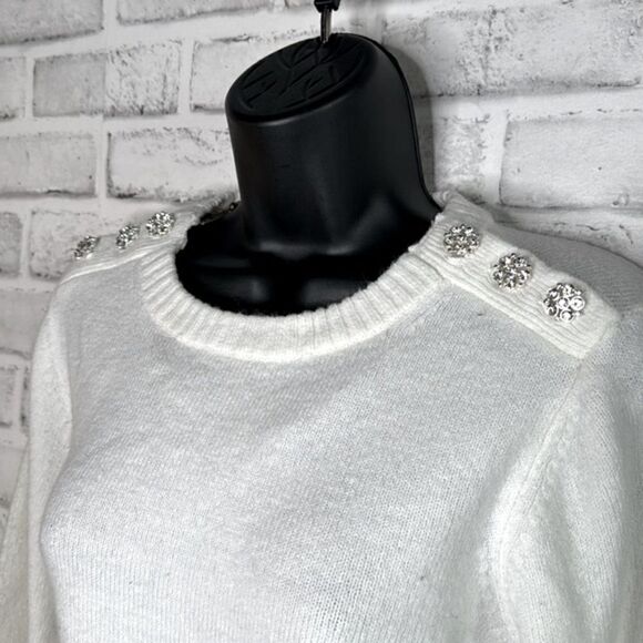 Crown & Ivy Rhinestone Crewneck Sweater Size Medium - Picture 3 of 7